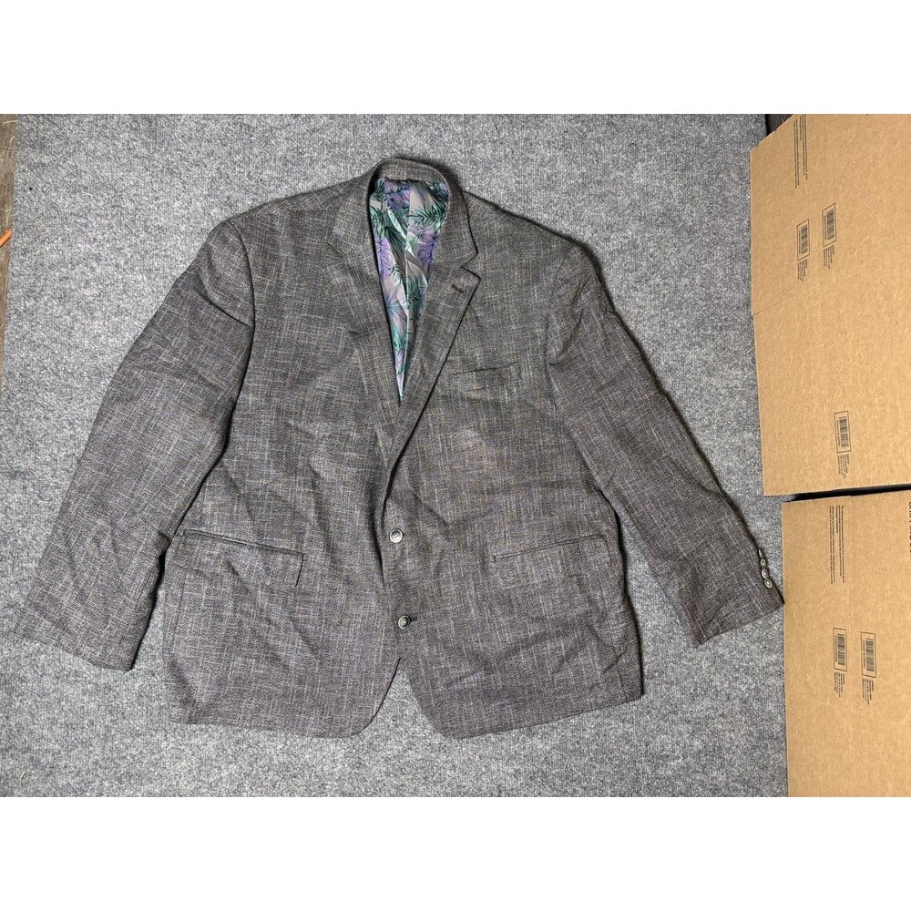 Oak Hill Sport Coat Mens 3XL Gray Plaid Rayon Poly Stretch 2 Btn Notch Blazer